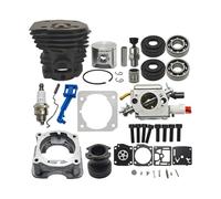 ERIHJOX Kit Cilindro, carburatore, Cuscinetto, Guarnizione Olio, Starter, Asta acceleratore, 44 mm, Adatto for Motosega 340, 350, 345, Motore, Pezzi di Ricambio
