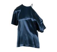 Erika Cavallini - Camicia in Raso Blu con Scollo Rotondo - - Tops - Donna - Blu - L