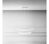 ERIKA S/2 LAMPADARIO SOSPESO 2 LUCI A LED 3000K 3700LM 80W(35W+45W) DIMMERABILE COLORE BIANCO D.60-80CM