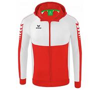 Erima Bambini Giacca da Allenamento con Cappuccio Six Wings, rosso/bianco, 152