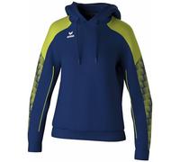 Erima Felpa con Cappuccio Evo Star (1072431) Donna, New Navy/Lime, 36