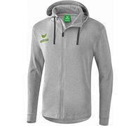 Erima Giacca in Felpa con Cappuccio Essential, Hooded Sweat Jacket Unisex Bambini, Grigio Chiaro Melange/Twist of Lime, 128