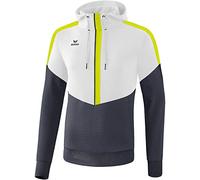 Erima Squad, Felpa con Cappuccio Men's, Bianco/Slate Grey/bio Lime, M