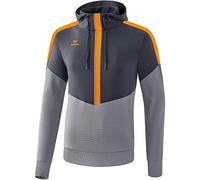 Erima Squad, Felpa con Cappuccio Men's, Slate Grey/Monument Grey/New Orange, L