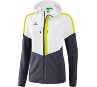 Erima Squad Giacca Sportiva con Cappuccio, Donna, Multicolore (Bianco/Slate Grey/Bio Lime), 44