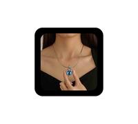 Erimberate Collana gotica blu con ciondolo a forma di bulbo oculare, collana punk con cristalli blu, collana girocollo in argento, gioiello personalizzato per uomini e ragazzi, regalo (blu)