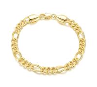 ERIN MARIE Braccialetti in oro 14 carati per donne e uomini, non si ossidano, bracciale ro a catena in oro 3 in 1, gioielli con ciondoli da 16,5 a 22,9 cm di lunghezza, 7.5in, Oro 14 carati, Non