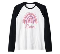 Erin Nome Personalizzato Divertente Donne Rosa Arcobaleno Erin Maglia con Maniche Raglan