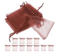 ERINGOGO 100 Pezzi Sacchetti in Organza con Coulisse Buste Trasparenti per Gioielli e Caramelle Sacchetti Regalo Mesh per Feste Matrimoni Compleanni e Natale Colore caffè