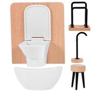 ERINGOGO 12 per Casa delle Bambole, Accessori per Doccia in Miniatura Vasca, Wc, Sgabello e Porta Asciugamani, Decorazione Scenica per Gioco e Collezione