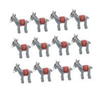 ERINGOGO 12 Pezzi Piccoli ornamenti di asinelli ornamento ornamenti d'asino avvertimento Miniature Asino di Natale IL Figurine di asino in miniatura piccoli modelli di animali resina Grigio