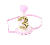 ERINGOGO 1Pezzi Cappello Compleanno per Paillettes Rosa Accessorio Fotografico per Terzo Compleanno per Sicurezza