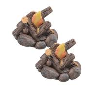 ERINGOGO 2 Miniature Dollhouse Campfires in Resin Realistic Mini Bonfire Models For Micro Landscape Decor Creative Pretend Fire Toy For Camping Party