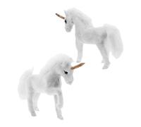 ERINGOGO 2 Miniature Unicorn Figurines in Soft Faux Wool Realistic Simulation Animal Models For Home Decoration Photography Props And Creative Play