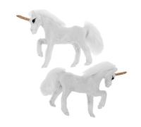 ERINGOGO 2 Miniature Unicorn Figurines With Soft Faux Wool Realistic Furry Animal Models For Home Decoration Photography Props And Play Portable And Lightweight Design