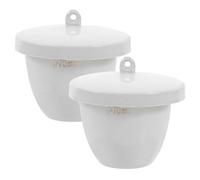 ERINGOGO 2 pezzi Crogiolo in Porcellana con Coperchio per Esperimenti di Laboratorio Alta Temperatura Resistente Ceramica Pura per Fusione Metalli e Analisi Chimiche