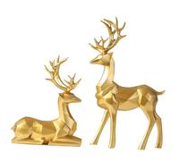 ERINGOGO 2 Pezzi Decorazioni Natalizie Renne in Resina Figurine Origami Cervo da per Camera e Ufficio Adorabili Addobbi Natalizi Interni Minimalisti