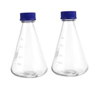 ERINGOGO 2 pezzi Matracci Erlenmeyer in Vetro con Base Solida e Tappo Blu Conici Graduati per Esperimenti di Laboratorio Chimica e Scienze della Vita