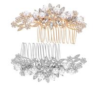 ERINGOGO 2 pezzi Pettini Capelli Sposa con Perle Artificiale e Design Vintage Accessori Leggeri e Confortevoli per Damigelle e Donne Pettine Laterale Floreale per Matrimonio e Feste