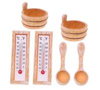 ERINGOGO 2 Set Kit Sauna Miniatura per Casa delle Bambole con Termometro e Secchio in Resina Accessori Realistici per Scena Estiva Spa Decorazioni per Mini Stanze