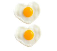 ERINGOGO 2 Uova Fritte Artificiali Forma Cuore in PVC da Decorazione e Resistente per Casa e Fotografia Modelli Cibo Lifelike