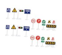 ERINGOGO 20 Pezzi Segnali Stradali Giocattolo per Cartelli di Sicurezza in Plastica Resistente Colori Realistici per Educazione Stradale e Giochi Creativi