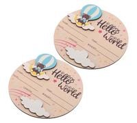 ERINGOGO 2pezzi Cartello di Legno per Annuncio Nascita Ricordo Ragazzo Ragazza Rotondo con Mongolfiere Nuvole e Stelle Targa Identificativa per Welcome World Cartello Tappe Ragazzo
