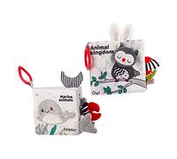 ERINGOGO 2pezzi Libri Di Stoffa Per Ragazzo Ragazza Libri Morbidi Tattile Per Bagno e Gioco Materiale Resistente All Stimola Visivi e Tattile Oceanico e Forestale