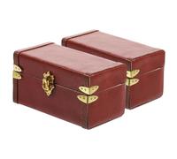 ERINGOGO 2pezzi Miniature Vintage Storage Suitcase Chic Dollhouse Decor Retro Leather Box for Small Storage for Diy Projects and Creative Photography