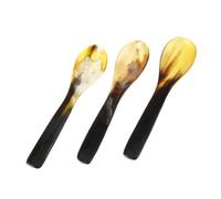 ERINGOGO 3 pezzi Cucchiai in Corno Bue per Dessert e Torta Piccoli per Mescolare Bevande e Gelati Design Naturale e Pratico e Caffetteria Colore Casuale Colore Casuale