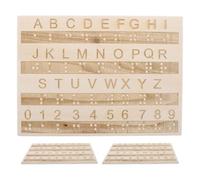 ERINGOGO 3pezzi Lavagna in Legno Alfabeto Braille con Lettere e Numeri per Non Vedenti Strumento Didattico Tattile per Apprendimento del Braille Colore Casuale