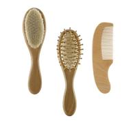 ERINGOGO 3pezzi Spazzola Di Lana Per Ragazzo Ragazza Per Bagnetto Pettine e Manico in Bambù Per Pulizia Dei Capelli Del Ragazzo Ragazza