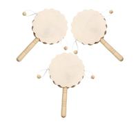ERINGOGO 3pezzi Unfinished Wooden Rattle-drum for Kids Diy Craft Supplies for Painting and Doodling Enhancing Creativity and Motor Skills