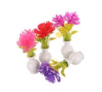 ERINGOGO 4 Miniature Dollhouse Artificial Flowers in Mini Vase Realistic Small Faux Potted Buds For Dollhouse Decoration Resin Plastic Miniature Plants For Fairy Gardens And DIY