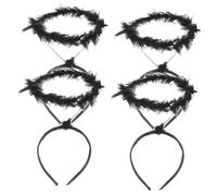 ERINGOGO 4 Pezzi Cerchietti Angeli Neri Accessori Cosplay Decorazione Morbida e Leggera per Feste Halloween e Recite