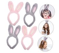 ERINGOGO 4 Pezzi Cerchietti Orecchie Coniglio Morbidi per Accessori Cosplay Divertenti e Comodi Grigio Rosa per Feste e Natale