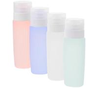 ERINGOGO 4 pezzi Flaconi da Viaggio in Silicone Bottiglie Morbide Riutilizzabili per Liquidi con Apertura Larga Dispenser Portatile per Lozioni e Saponi Sicuro e Tenuta per Colore Casuale