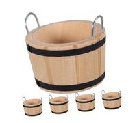 ERINGOGO 5 Pezzi Mini Secchi in Legno Naturale per Casa delle Bambole Accessori Miniatura per Cucina Giardino e Decorazioni Scene Creative Barili in Miniatura per Gioco e Raccolte