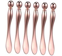 ERINGOGO 6 pezzi Applicatori Crema Occhi in Metallo Rosa Spatola Sottile per Applicazione Precisa e Massaggiatore Viso con Rotella per Trattamento Antirughe e Cura della Delicata Portatile