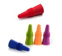 ERINGOGO 6 Pezzi Tappi Vino in Silicone Riutilizzabili con Base in Acciaio Sigillatore Ermetico per Bottiglie Standard Conserva e Protegge Vino Rosso e Bianco e Bar Blu