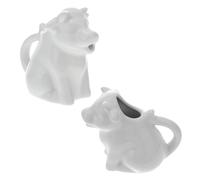 ERINGOGO Bricco Latte in Ceramica Bianco, a Forma di Animale, Manico, 2 Pezzi, Portatile per Ristorante e Hotel, per Latte e Salse