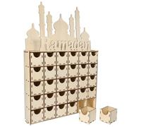 ERINGOGO Calendario Avvento in Legno con Miniatura per Ramadan e Eid Mubarak Decorazione Tavolo Te in Legno Sicuro Calendario Ramadan Creativo da Riempire Decorazione Festiva Resistente