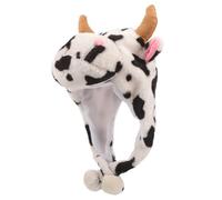 ERINGOGO Cappello di Peluche Orecchie e Corna di Mucca Accessorio Costume da Mucca per e Adulti Cappello Caldo per Feste Cosplay e Attività Genitore-Figlio