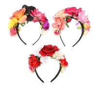 ERINGOGO Cerchietti Floreali Vintage 3 Pezzi Rose Realistiche Fasce per Chioma Antiscivolo per Halloween Feste e Cosplay Copricapo Floreale Goth e Messicano da Donna
