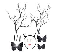 ERINGOGO Cerchietto Corna Cervo con Rami Neri e Blu per Feste Cosplay e Natale Accessorio Capelli Unico per Party e Shooting Fotografici Colore Casuale