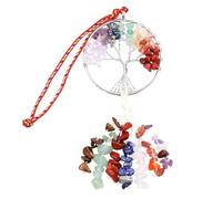 ERINGOGO Ciondolo Chakra in Pietra Energetica Albero della Vita, Decorazione Sospesa per Interni e Auto, Pendaglio Colorato Sette Cristalli, Accessorio Regalo Decorativo per Casa e Veicolo