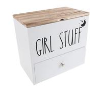 ERINGOGO Contenitore Porta Tamponi in Legno Bianco con Cassetto e Coperchio Organizer Femminile per Assorbenti e Prodotti Igienici da Bagno Scatola per Periodo con Protezione Umidità e