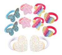 ERINGOGO Elastici per Chioma Glitterati a Forma di Cuore per Bambine Set da 5 Paia per Coda di Cavallo Accessori Colorati per Chioma Medi Decorativi per Feste Casa e Viaggio