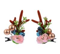 ERINGOGO Fermagli per Chioma di Natale a Forma di Corna Decorazioni Floreali Accessori per Chioma da Festa per Matrimoni Cerimonie e Servizi Fotografici Confezione da 1 Paio Comodi e