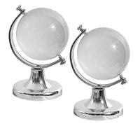 ERINGOGO Globo di Cristallo Trasparente Supporto Stabile, Mappamondo Rotondo Rotante da Tavolo, Ornamento Decorativo per Casa e Ufficio, Set da 2 Pezzi per Regalo e Arredamento